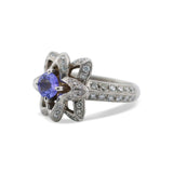 10K White Gold Tanzanite And Diamond Ring
