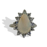 Pear Opal Halo Ring