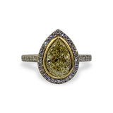 Yellow Diamond Pear Halo Ring