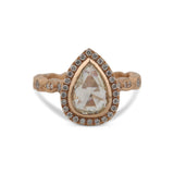Rose Cut Pear Halo Ring