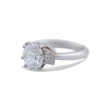 14K White Gold Oval Three Stone Ring