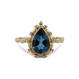 18K Yellow Gold Blue Topaz And Diamond Ring