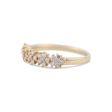 14K Yellow Gold Diamond Floral Cluster Band