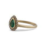 Pear Emerald Diamond Halo Ring