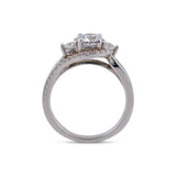 14K White Gold Diamond Three Stone Bypass Ring