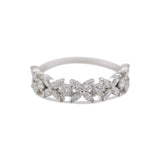 14K White Gold Marquise And Round Diamond Band