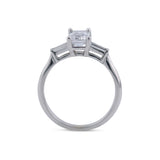 14K White Gold Emerald Cut Three Stone Ring