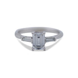 14K White Gold Emerald Cut Three Stone Ring