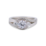 14K White Gold Diamond Three Stone Bypass Ring