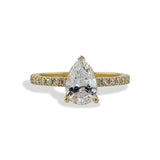 Pear Hidden Halo Diamond Ring