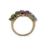 14K Yellow Gold 3.13 Ct Mixed Gem Flower Ring