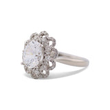 14K White Gold Oval Halo  Diamond Ring