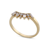 14K Yellow Gold 0.38 Ct Baguette Diamond Curved Band