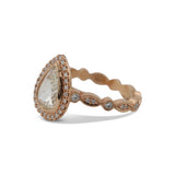 Rose Cut Pear Halo Ring