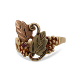 10K Black Hills Gold Ruby Leaf Ring