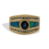 Opal Inlay Sapphire Men’s Ring