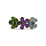 14K Yellow Gold 3.13 Ct Mixed Gem Flower Ring