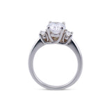 14K White Gold Oval Three Stone Ring