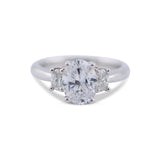 14K White Gold Oval Three Stone Ring
