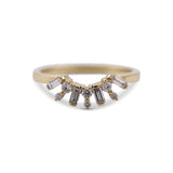 14K Yellow Gold 0.38 Ct Baguette Diamond Curved Band