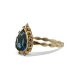 18K Yellow Gold Blue Topaz And Diamond Ring