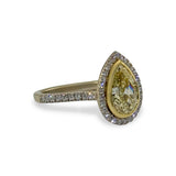 Yellow Diamond Pear Halo Ring