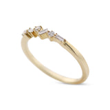14K Yellow Gold 0.14 Ct Round And Baguette Band