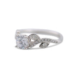 14K White Gold 0.37 Ct Diamond Leaf Mounting