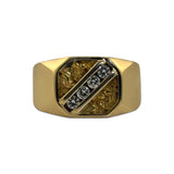 Gold Nugget Diamond Mens Ring