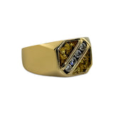 Gold Nugget Diamond Mens Ring