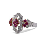 18K Ruby And Diamond Floral Ring