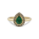 Pear Emerald Diamond Halo Ring