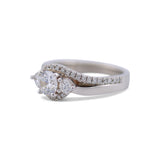 14K White Gold Diamond Three Stone Bypass Ring