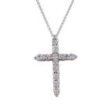 Oval Diamond Cross Pendant