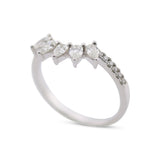 14K White Gold 0.60 Ct Pear Diamond Crown Ring